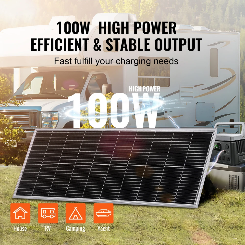 VEVOR 100W monokristalinis saulės kolekcija ir valdiklis
