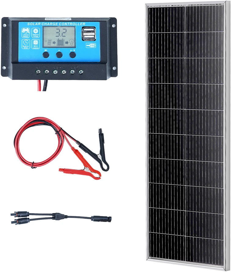 VEVOR 100W monokristalinis saulės kolekcija ir valdiklis