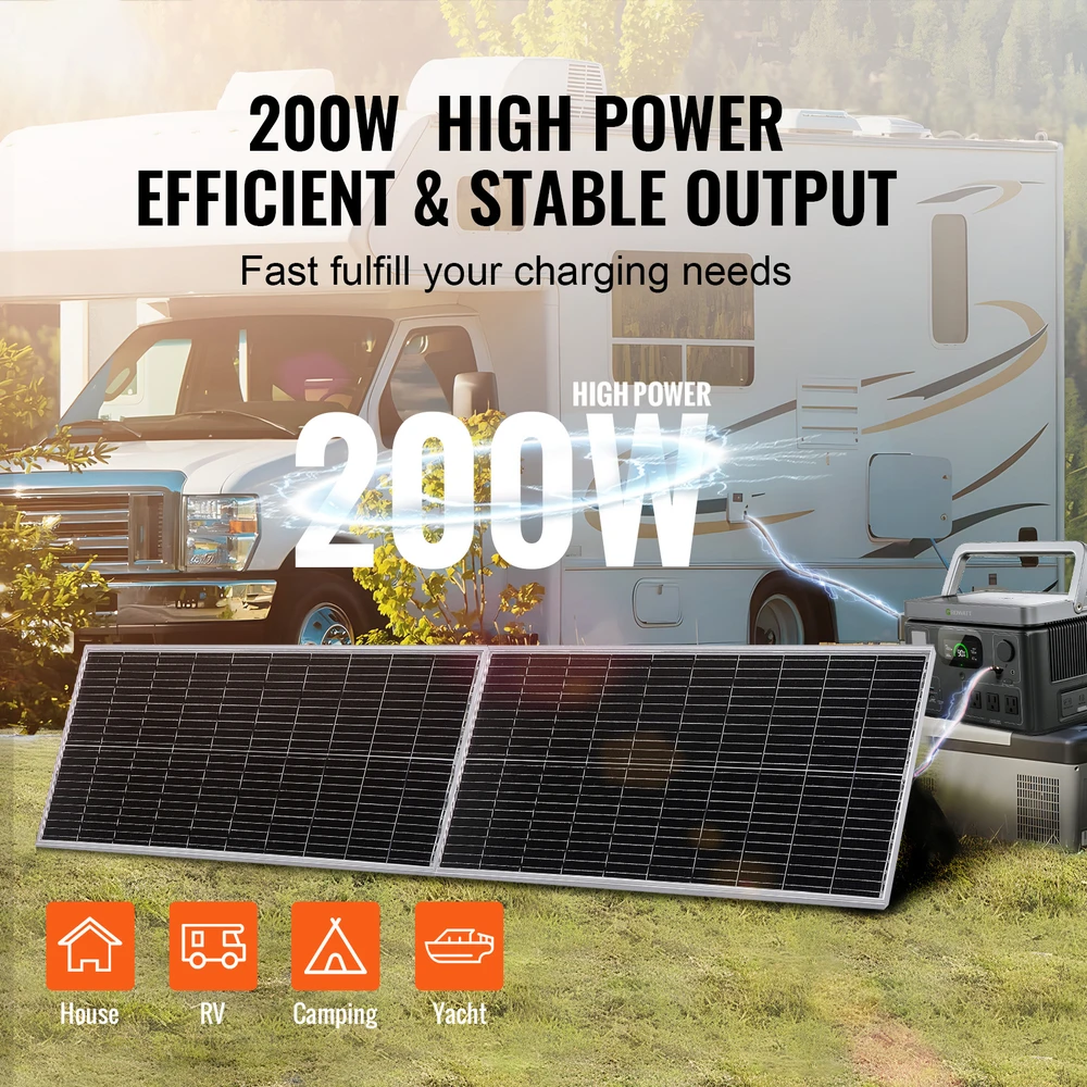 VEVOR 200W monokristalinis saulės kolektorių komplektas