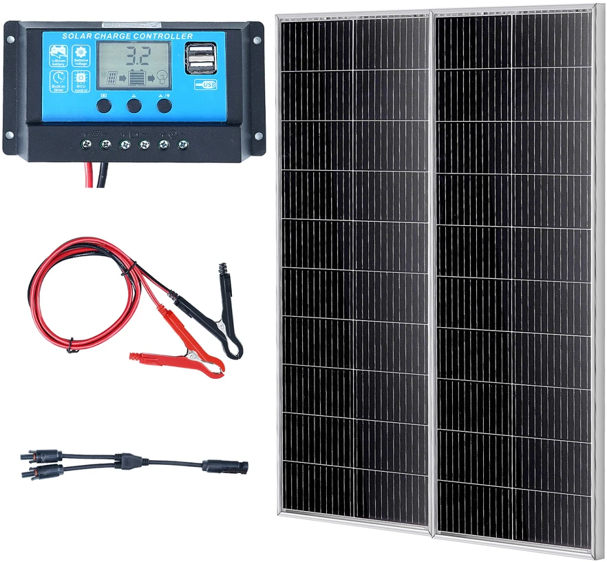 VEVOR 200W monokristalinis saulės kolektorių komplektas