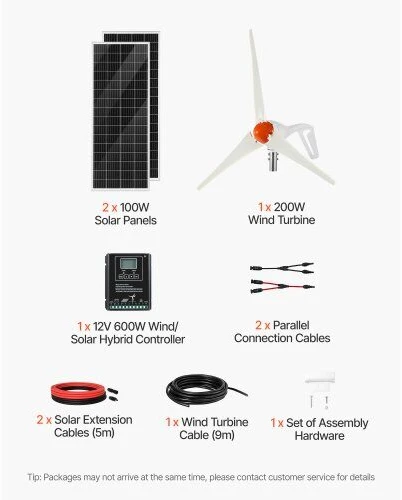 VEVOR 12V 400W saulės ir vėjo energijos rinkinys