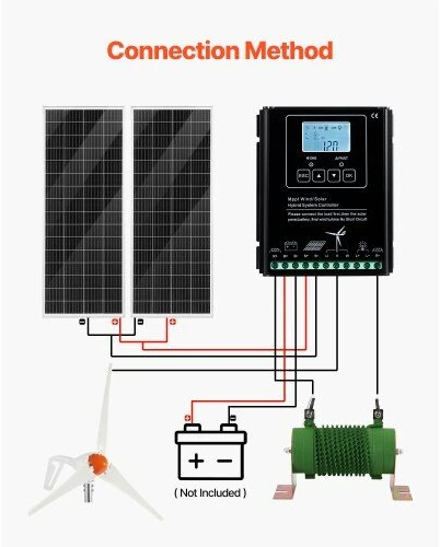 VEVOR 12V 400W saulės ir vėjo energijos rinkinys