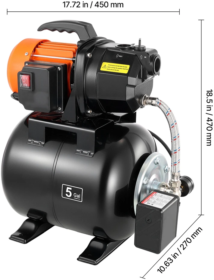 VEVOR Šulinio siurblys su slėgio talpa 230V 3750 LPH