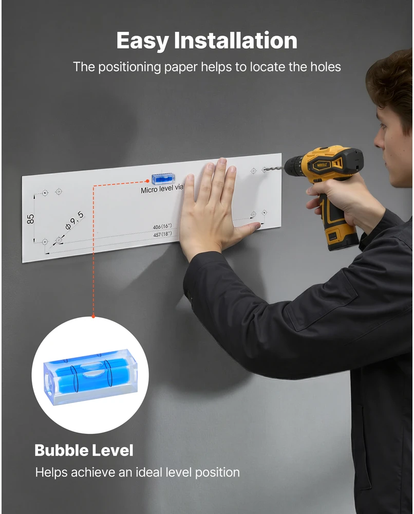 VEVOR 2 pakopų sieninė garažo lentyna su kabliais