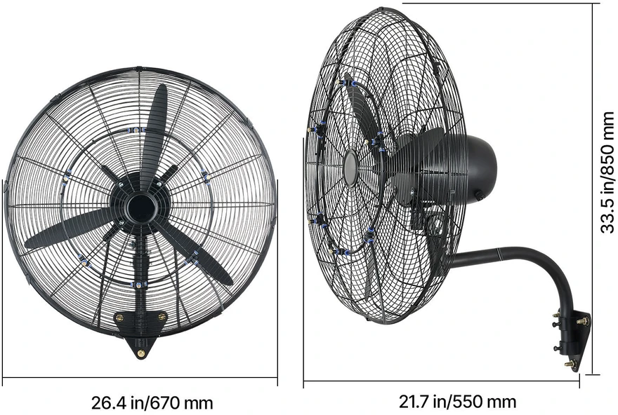 VEVOR Sieninis ventiliatorius su osciliacija ir rūku, 610 mm, IP44