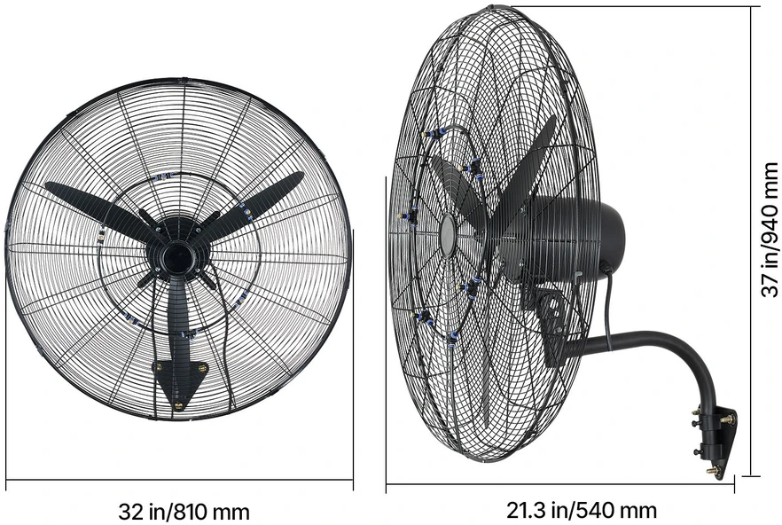 VEVOR Sieninis ventiliatorius 760 mm su rūko funkcija