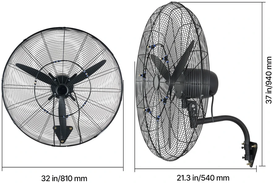 VEVOR Sieninis ventiliatorius 760 mm su rūko funkcija