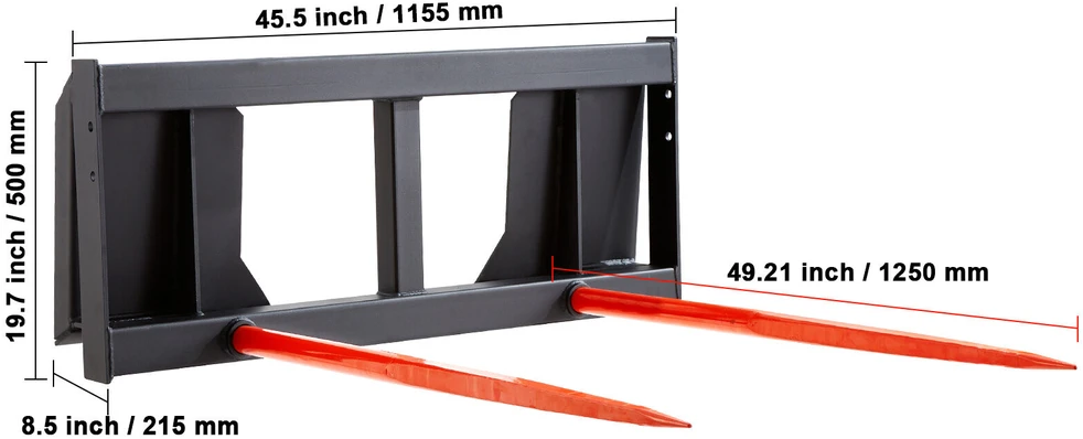 VEVOR 49" šieno smaigalys, šakės traktoriaus priedas