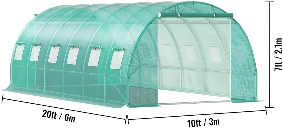 VEVOR Erdvus tunelinis šiltnamis augalams, 6.1 x 3 m
