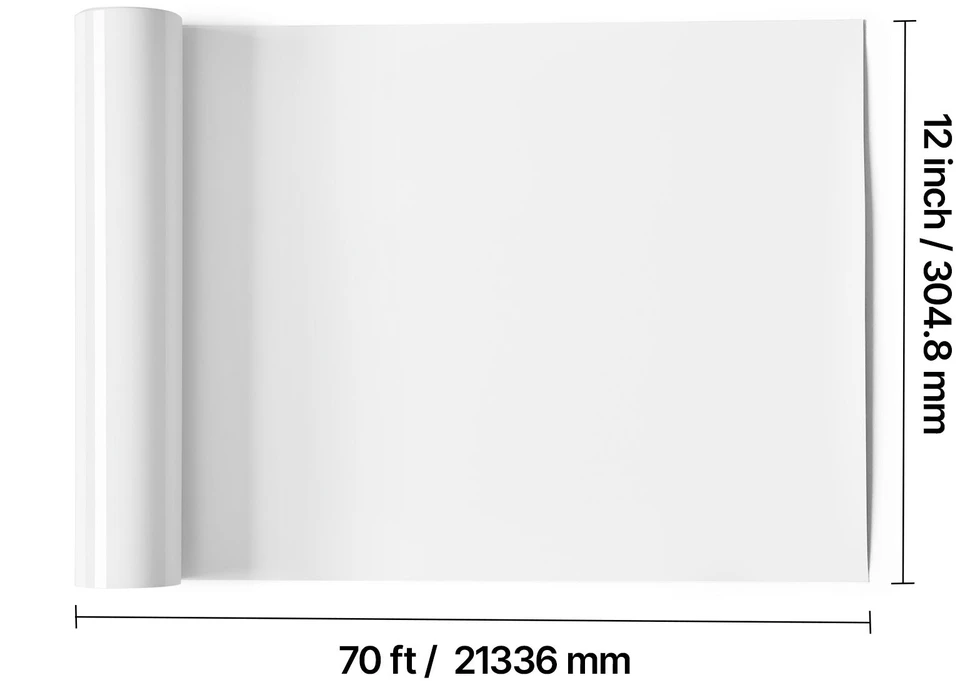 VEVOR Termo plėvelė blizgi balta 30 cm x 2133 cm