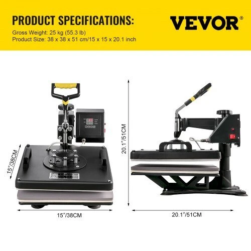 VEVOR 8 viename termopresuotas aparatas sublimacijai