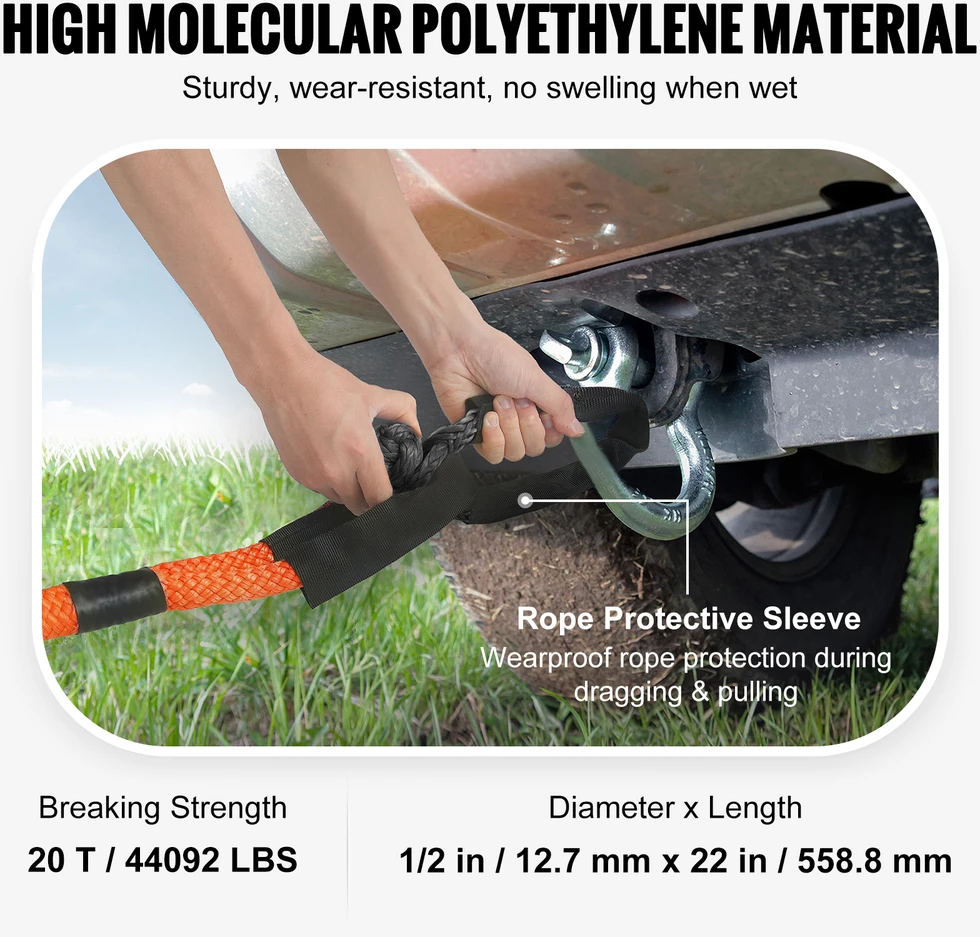 VEVOR Sintetinis atkūrimo lynas 2 vnt 12.7 mm x 22 cm 20 T