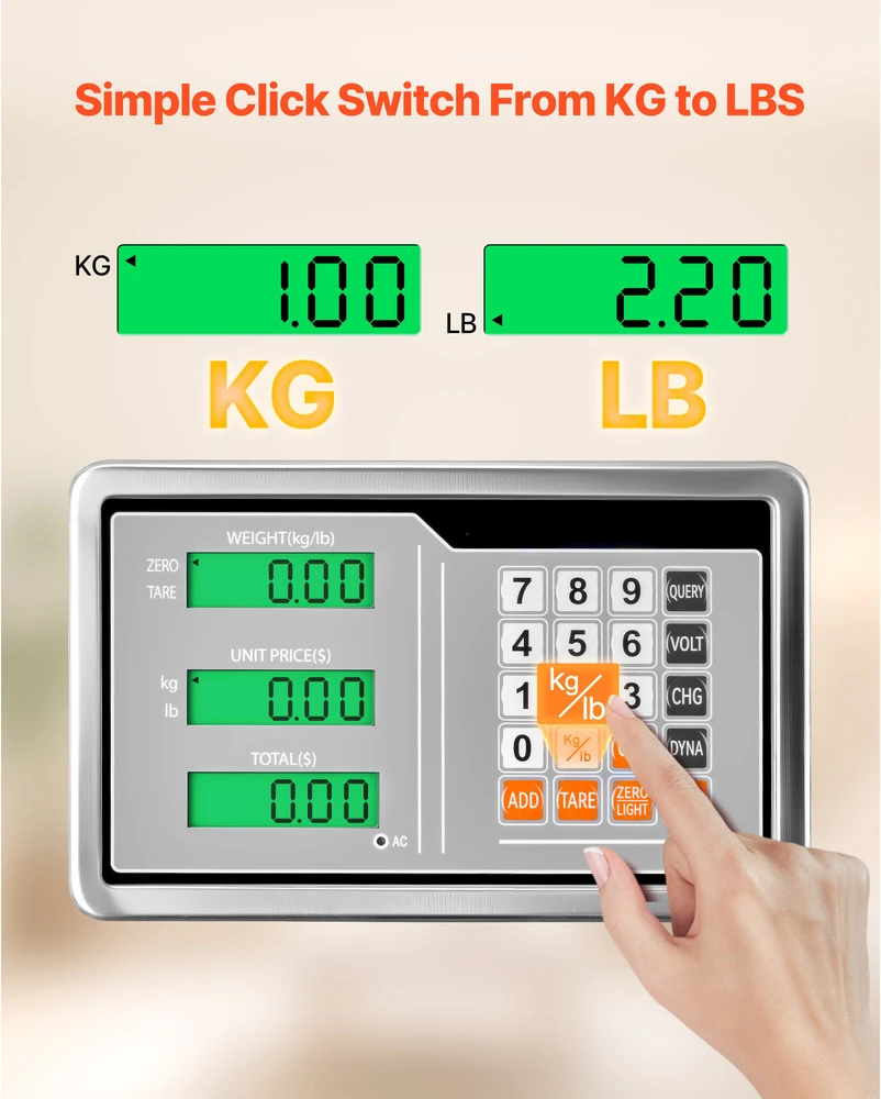 VEVOR Elektroninės platforminės svarstyklės 300 kg, tikslumas 50 g