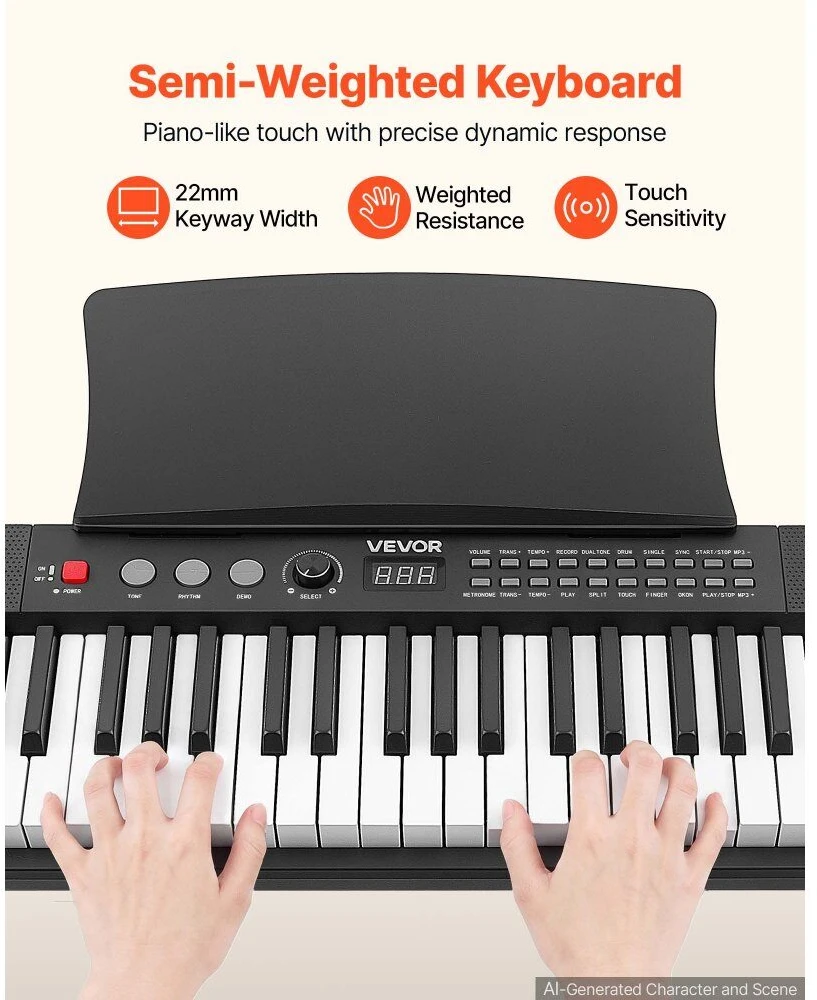 Skaitmeninis pianinas VEVOR NM-8609, 61 klavišas