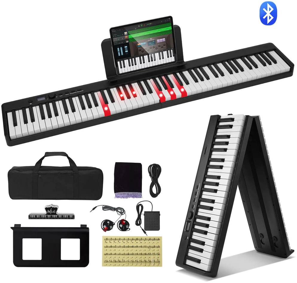 VEVOR 88 klavišų sulankstomas klavišinis pianinas su Bluetooth