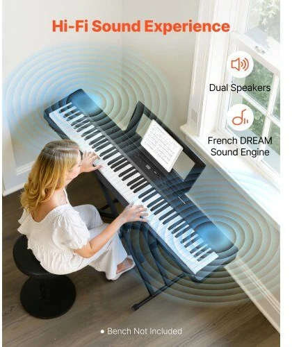 VEVOR Skaitmeninis pianinas su svertinėmis klavišais, 88 klavišai