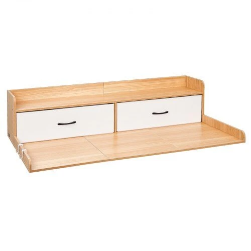 VEVOR Skalbyklės ir džiovyklės stalviršis, 137x69.9cm medinis viršus su lentyna, 2 stalčiai ir 2 kabliukai, skalbimo kambario organizavimui, skalbimo mašinos viršus