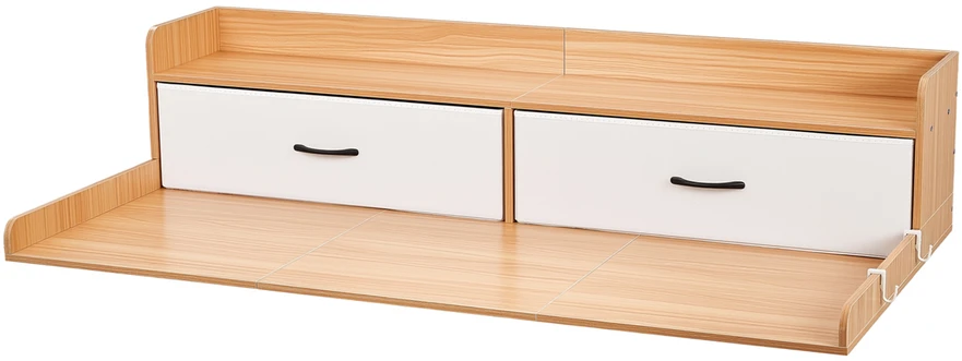 VEVOR Skalbyklės ir džiovyklės stalviršis, 137x69.9cm medinis viršus su lentyna, 2 stalčiai ir 2 kabliukai, skalbimo kambario organizavimui, skalbimo mašinos viršus