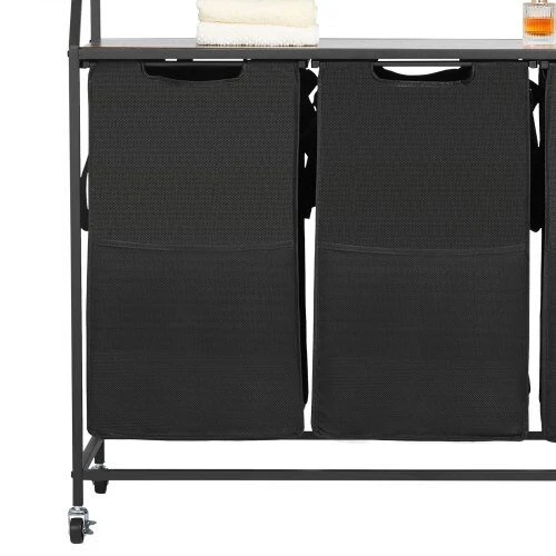 VEVOR Dviaukštis skalbinių krepšys su ratais ir kabliais