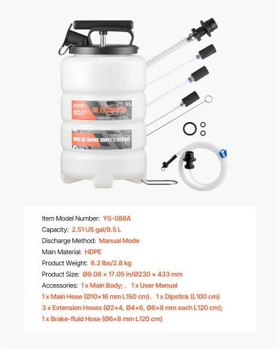 VEVOR Rankinis vakuuminis 9,5 l skysčių ištraukiklis