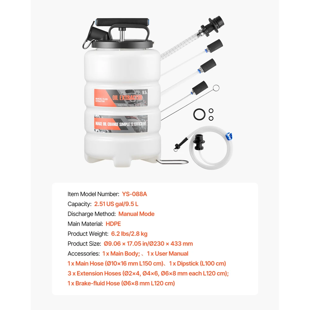 VEVOR Rankinis vakuuminis 9,5 l skysčių ištraukiklis