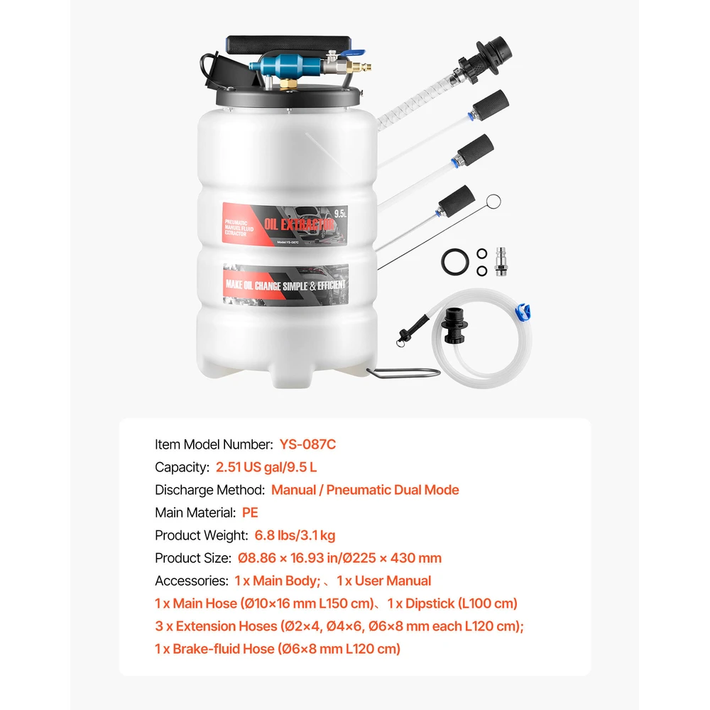 VEVOR Skysčių ištraukiklis, 9.5 l talpa