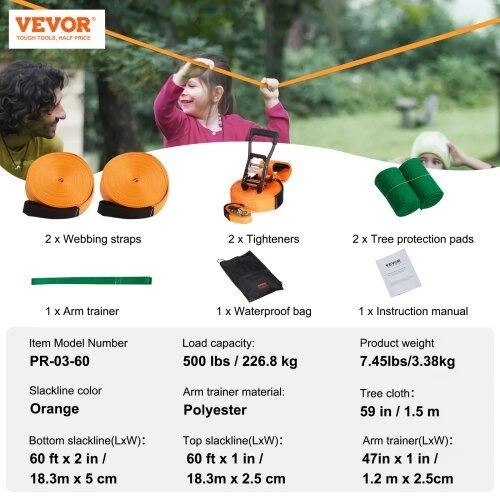 VEVOR Slackline rinkinys su treniruočių virve