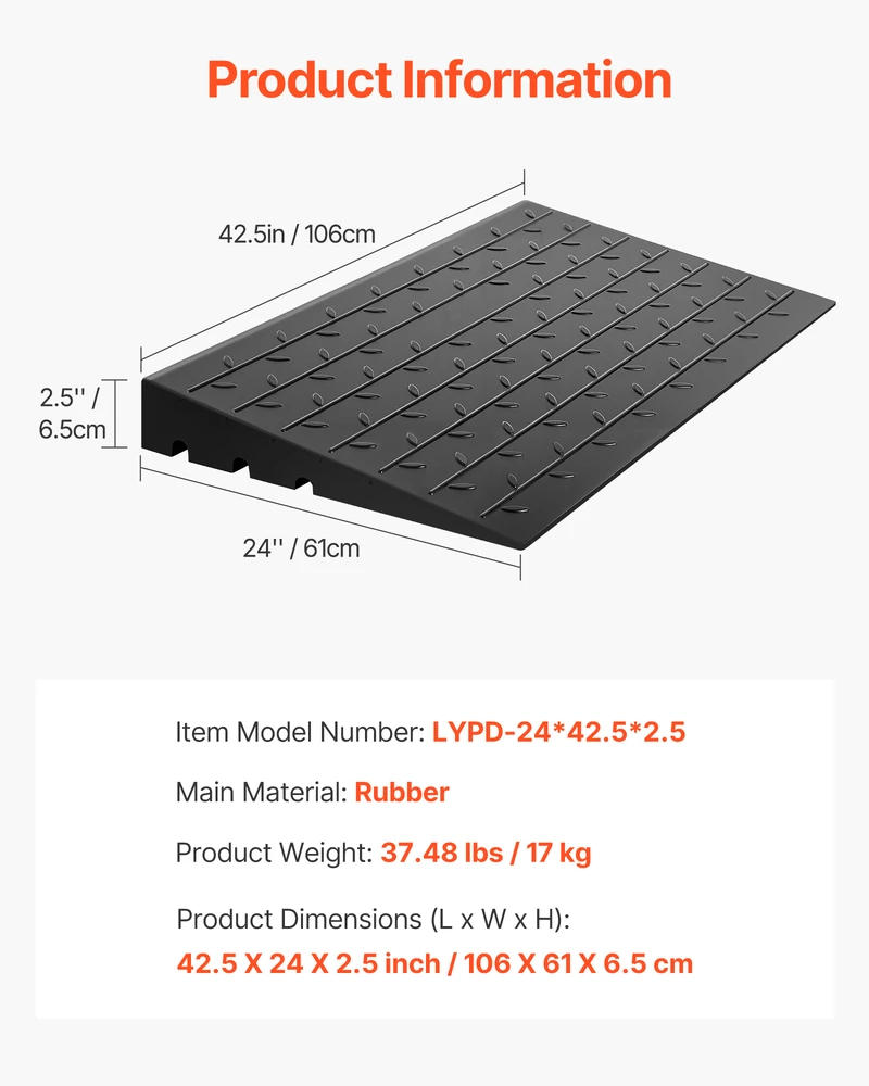 VEVOR Guminis slenkstis rampa 6.5 cm kilimas
