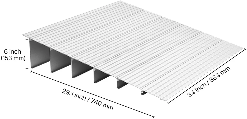 VEVOR Durų slenkstinė rampa 138 mm neįgaliesiems