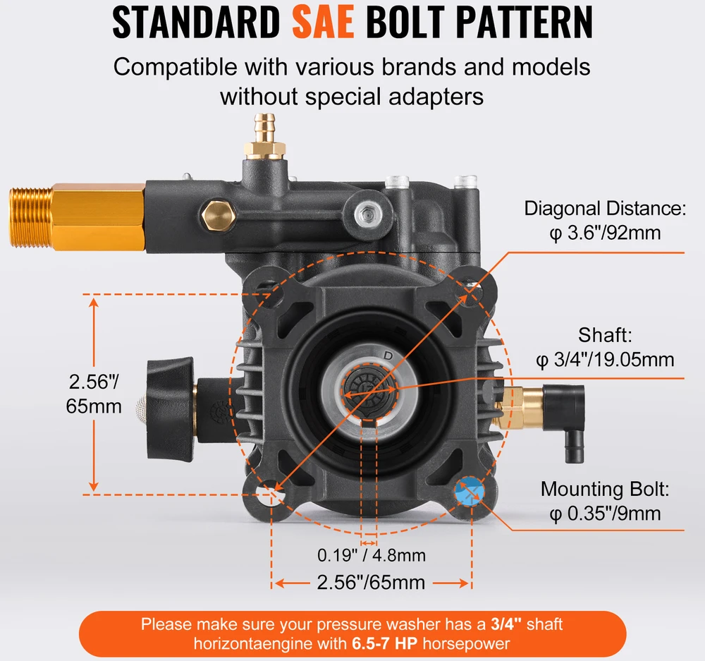VEVOR Aukšto slėgio plovimo siurblio pompa 3500 PSI