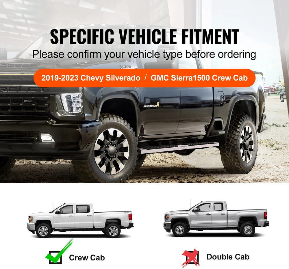 VEVOR Šoninės pakopos Chevy Silverado Sierra 2019-2024