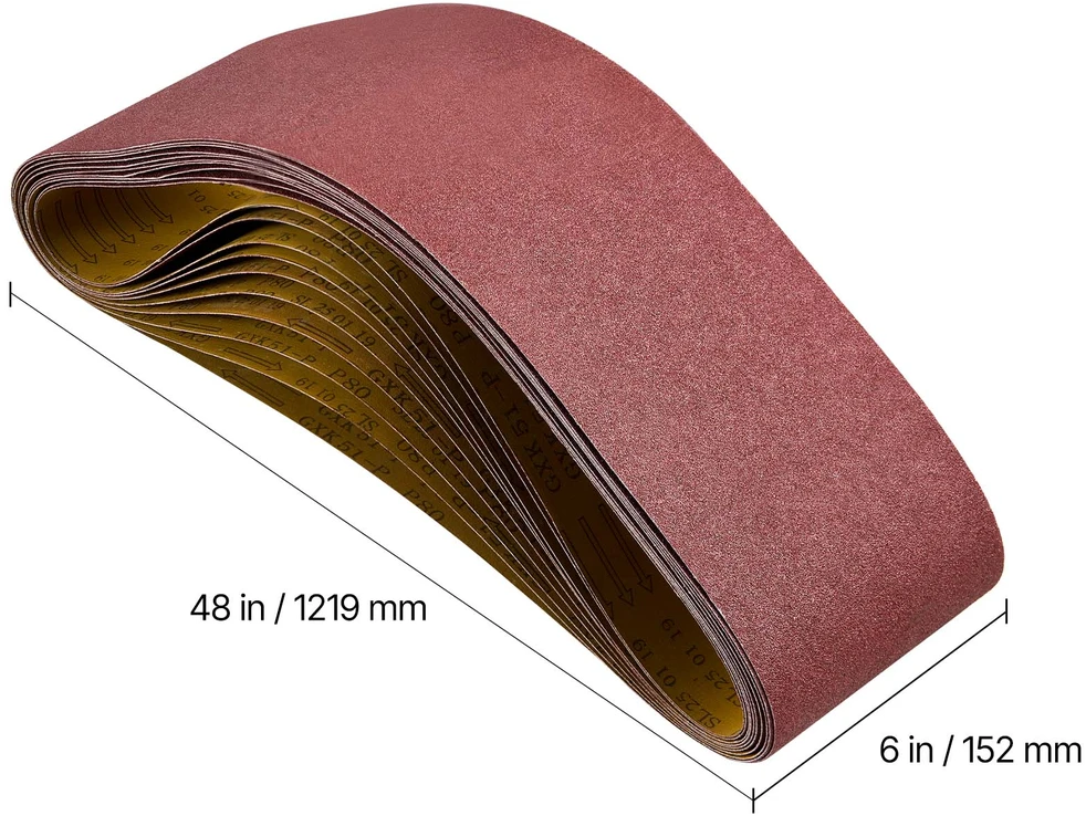 VEVOR Šlifavimo juostos, 152mm x 1219mm, 10vnt, 80 grūdėtumo