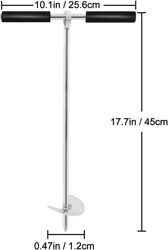 VEVOR Smėlio inkaras plaukimui – 90 cm nerūdijančio plieno spiralė, su nuimamu rankenos kotu ir elastinga fiksavimo guma (skirta iki 7kg / 2 200 kg apkrovai)