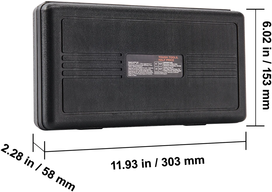 VEVOR gilzių rinkinys 10-24mm su dėklu