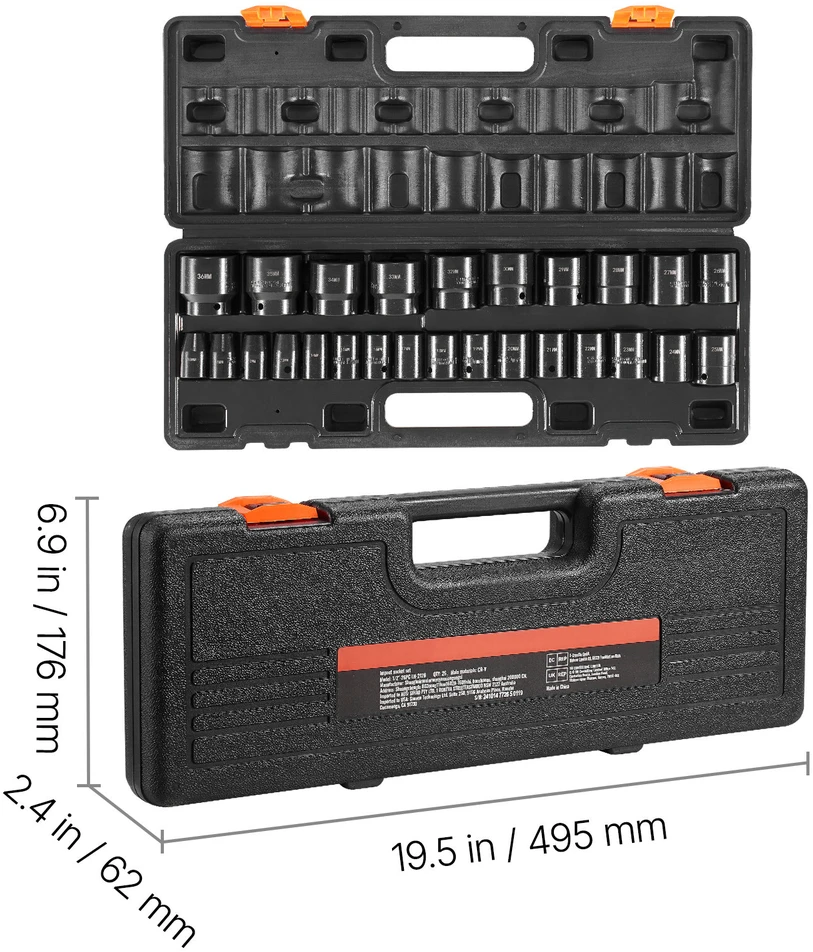 VEVOR smūginis galvučių rinkinys, 26 vnt., 10-36 mm