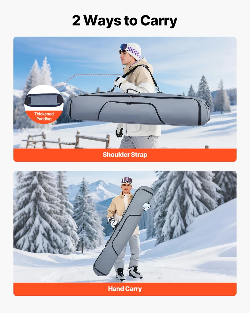 VEVOR Snieglenčių dėklas iki 165 cm, pilkos spalvos