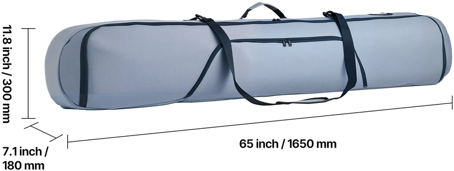 VEVOR Snieglenčių dėklas iki 165 cm, pilkos spalvos