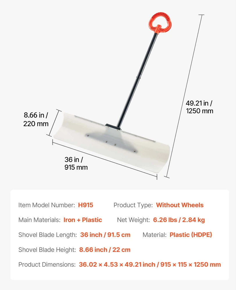 VEVOR Plastikinis sniego stūmiklis 91 cm