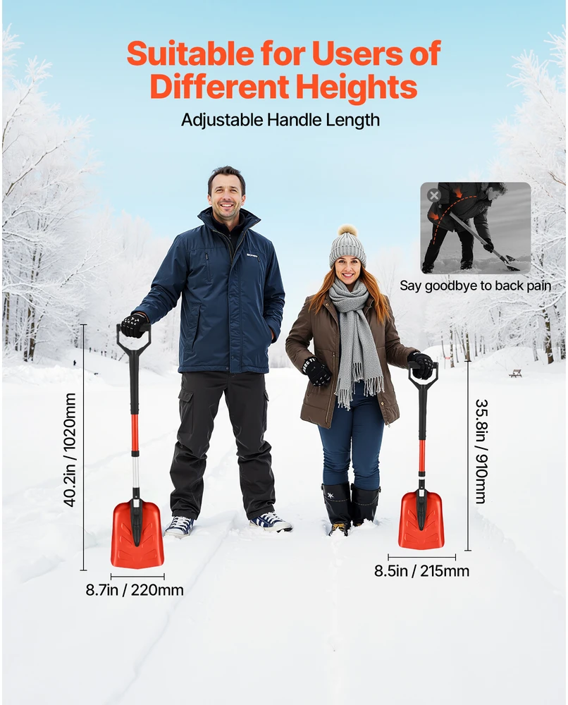 VEVOR Sulankstomas sniego kastuvas 22 cm kiemui