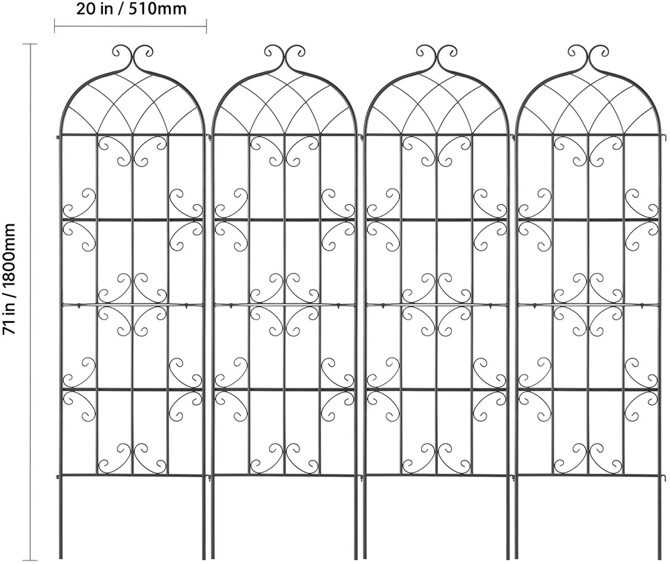 VEVOR 4 dalių metalinis sodo groteles 180x51 cm