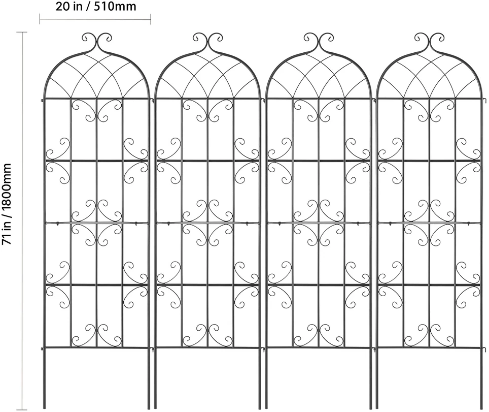 VEVOR 4 dalių metalinis sodo groteles 180x51 cm