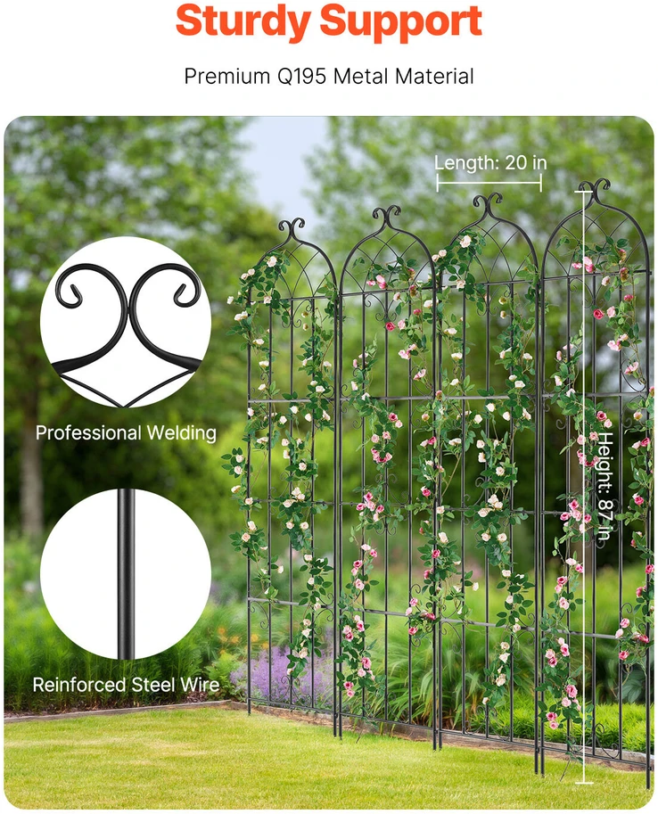 VEVOR Metalinė sodo atrama vijokliniams augalams 220x51 cm