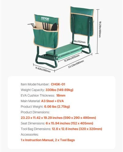VEVOR Sodo kelio atrama ir kėdė 6 cm pločio