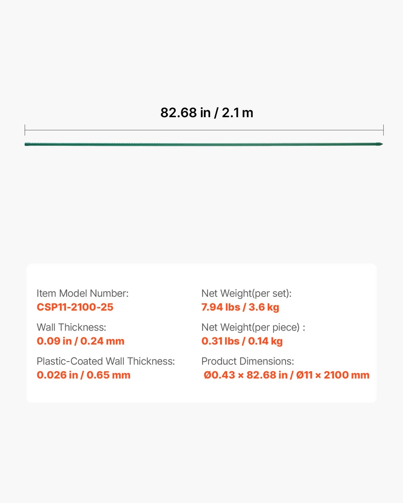 VEVOR Sodo kuolai 25 vnt., 210 cm ilgis