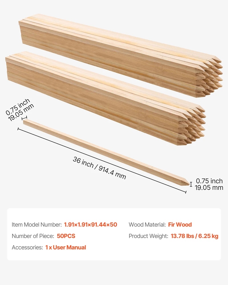 VEVOR Mediniai sodo kuoliukai 50 vnt 91 cm