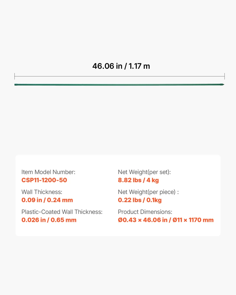 VEVOR 1170 mm sodo lazdos augalų atramai