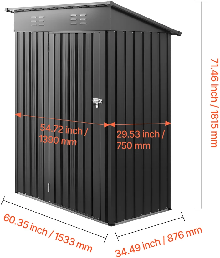 VEVOR Metalinė sodo sandėliavimo patalpa 1533 x 876 x 1815 mm