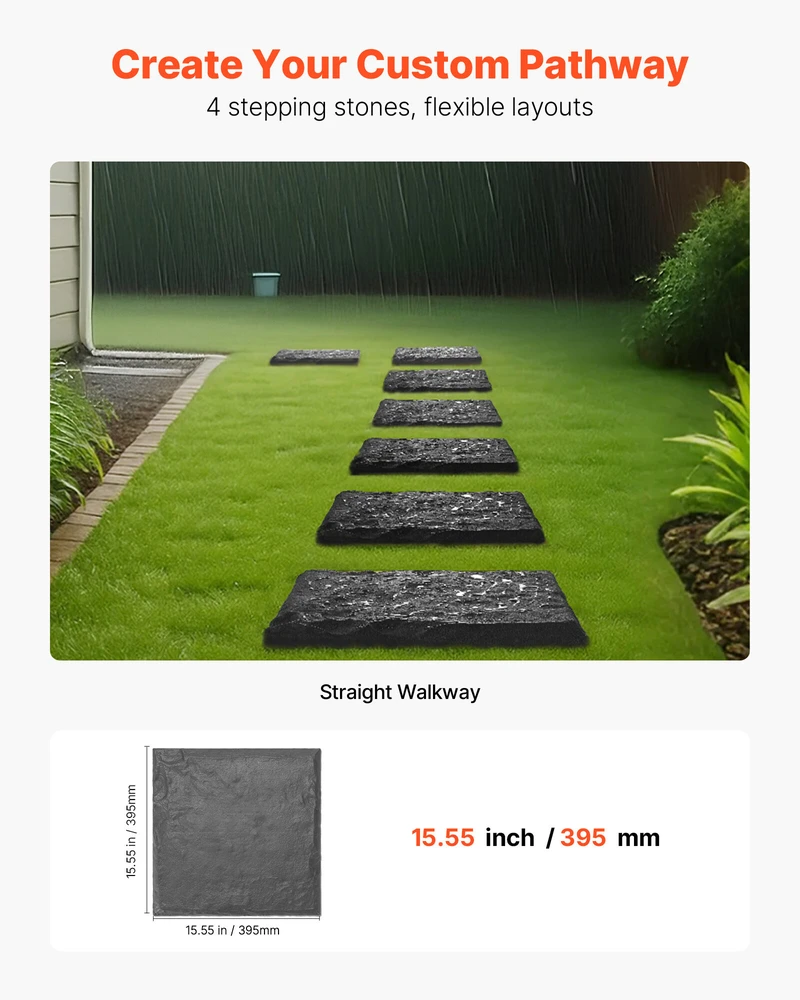 VEVOR Dekoratyvinės sodo plytelės 4vnt 40x40 cm pilkos