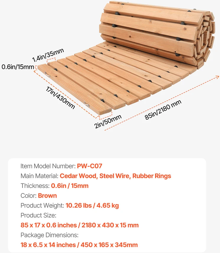 VEVOR Medinis išskleidžiamas sodo takas 218×43 cm
