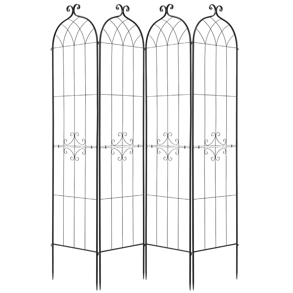 VEVOR Sodo grotelės, 220 x 52,5 cm rožinių gėlių grotelės